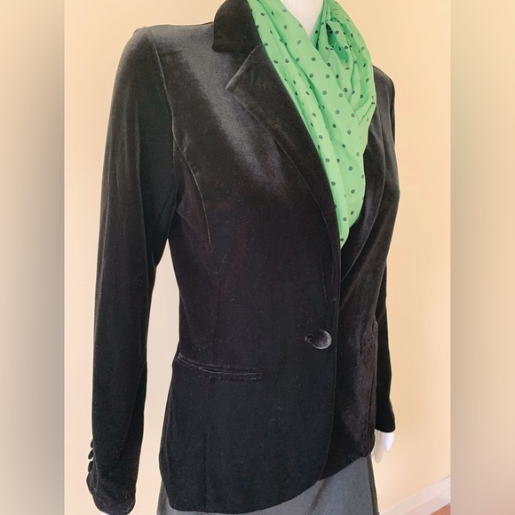 Tahari soft and shiny velvet blazer jacket single button closure pockets US M - Picture 4 of 16